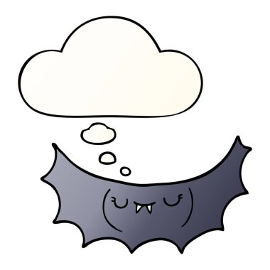 karikatür vampir yarasa ve pürüzsüz degrade tarzında kabarcık düşünce