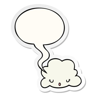 sevimli karikatür bulut ve konuşma balonu etiket