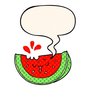 çizgi roman tarzında karikatür karpuz ve konuşma balonu