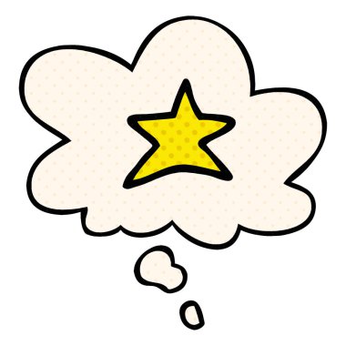 çizgi film yıldızı sembolü ve çizgi roman tarzında düşünce balonu