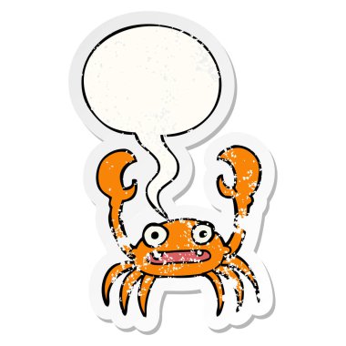 karikatür yengeç ve konuşma balonu sıkıntılı etiket