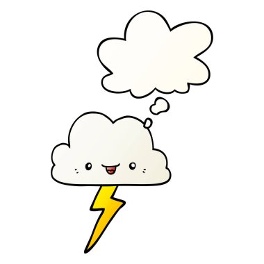 karikatür fırtına bulut ve pürüzsüz degrade tarzında düşünce balonu