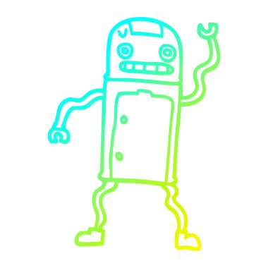 soğuk degrade çizgi çizim karikatür robot