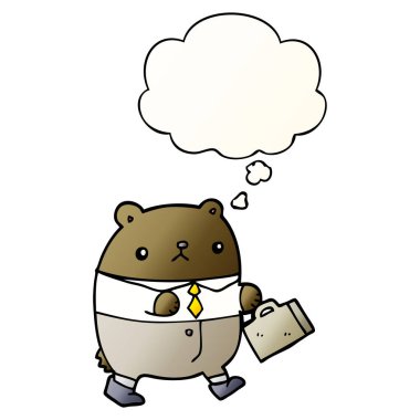 iş kıyafetleri karikatür ayı ve pürüzsüz gradie içinde kabarcık düşünce