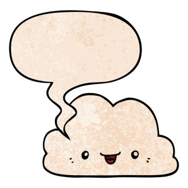 retro doku tarzında sevimli karikatür bulut ve konuşma balonu