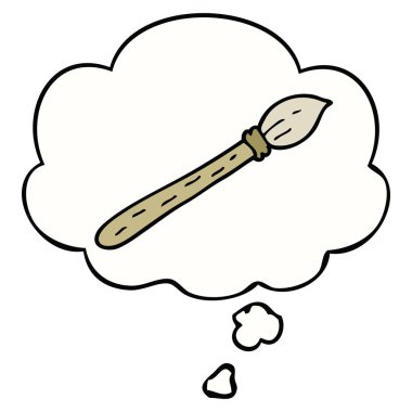 karikatür paintbrush ve düşünce balonu
