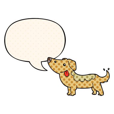 çizgi film tarzında çizgi film köpek ve konuşma balonu