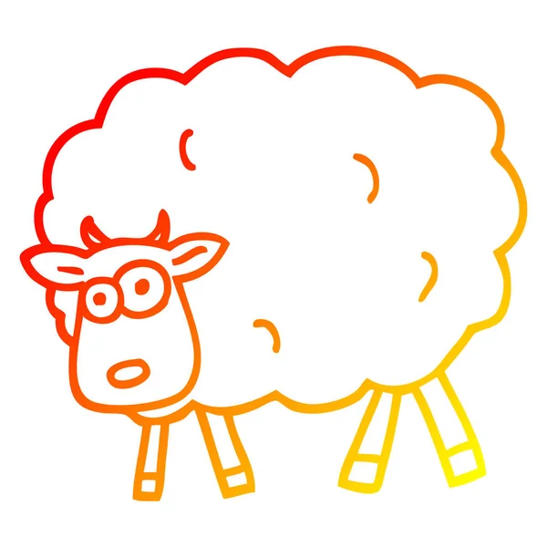 Chaud dégradé ligne dessin dessin animé moutons — Image vectorielle