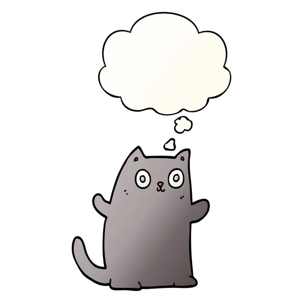Desenho animado gato e pensamento bolha em estilo gradiente suave — Vetor de Stock