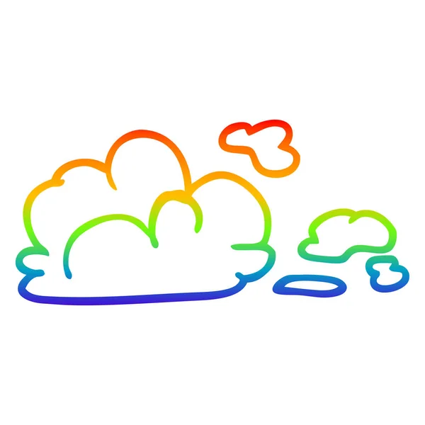 Rainbow gradient line drawing cartoon storm cloud — Stock Vector