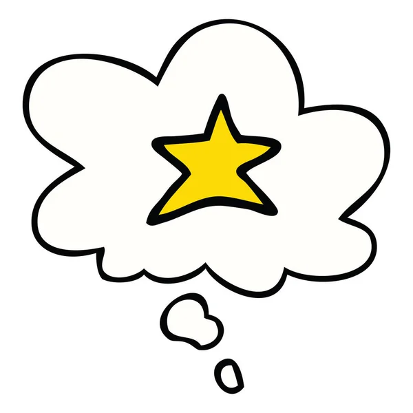 Estrella de dibujos animados símbolo y burbuja de pensamiento — Vector de stock