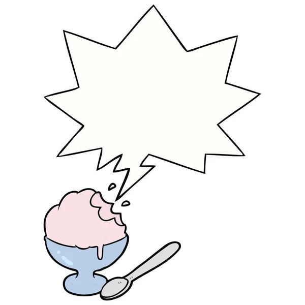 卡通冰淇淋甜点在碗和语音泡泡 — 图库矢量图片