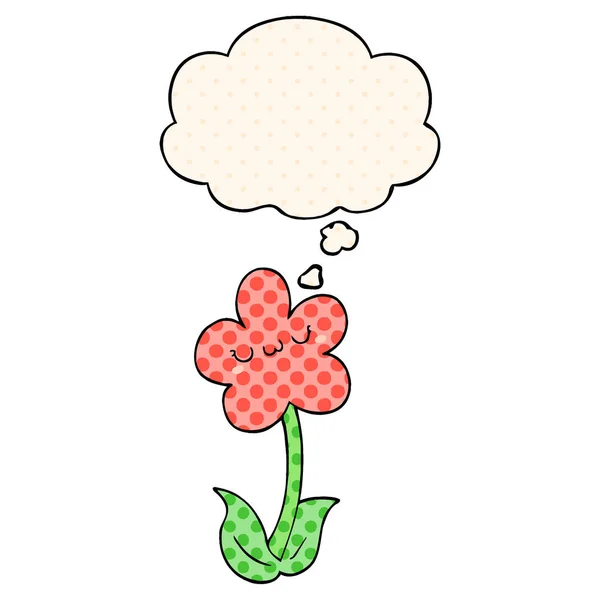 Cartoon bloem en gedachte bubble in Comic Book stijl — Stockvector