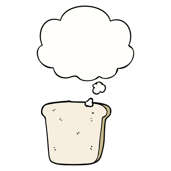 Cartoon slice of bread and thought bubble — Stock Vector