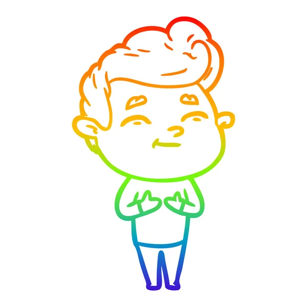 Arco iris gradiente línea dibujo feliz dibujos animados hombre — Vector de stock