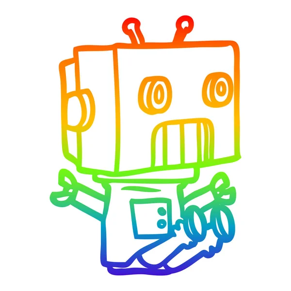 Arco iris gradiente línea dibujo dibujos animados robot — Archivo Imágenes Vectoriales