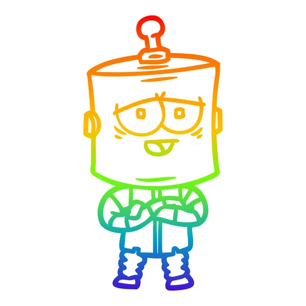 Arco-íris linha gradiente desenho cartoon robô — Vetor de Stock