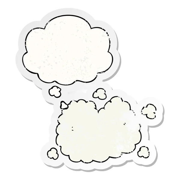 Мультяшное облако дыма и мыслей пузырь как изношенный стик — стоковый вектор