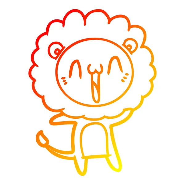 温暖的渐变线绘制快乐卡通狮子 — 图库矢量图片