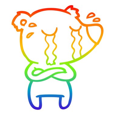 gökkuşağı gradyan çizgi çizim karikatür ağlayan ayı