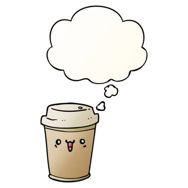 karikatür pürüzsüz degrade st kahve ve düşünce balonu çıkarmak