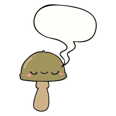 karikatür mantar ve konuşma balonu