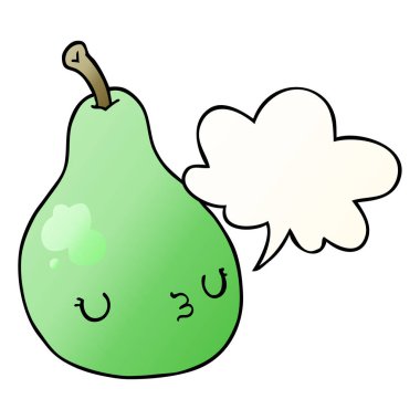 düzgün degrade tarzında karikatür armut ve konuşma balonu