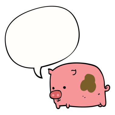 karikatür domuz ve konuşma balonu