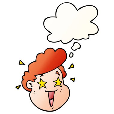 çizgi film mutlu yüz ve pürüzsüz degrade tarzında kabarcık düşünce