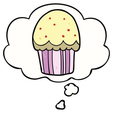 karikatür cupcake ve düşünce balonu