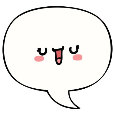 mutlu karikatür yüz ve konuşma balonu