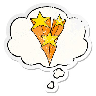 çizgi film çekim yıldız ve sıkıntılı bir yıpranmış olarak kabarcık düşünce s