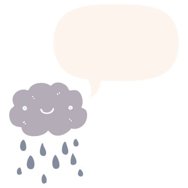 retro tarzında sevimli karikatür bulut ve konuşma balonu