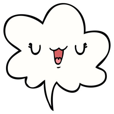 sevimli mutlu karikatür yüz ve konuşma balonu