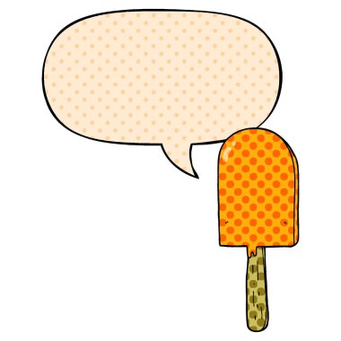 çizgi roman tarzında karikatür lolipop ve konuşma balonu