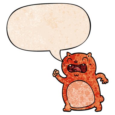 retro doku tarzında karikatür kedi ve konuşma balonu