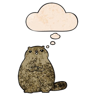 karikatür kunduz ve grunge doku desen stil düşünce balonu