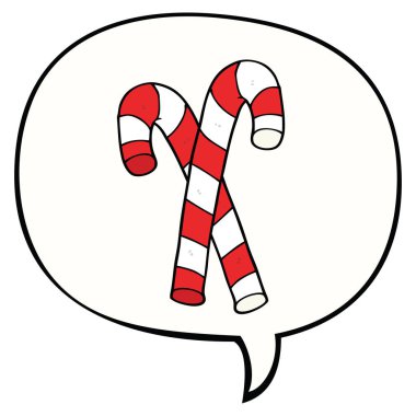 karikatür şeker kamışı ve konuşma balonu