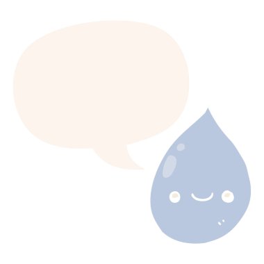 retro tarzında karikatür yağmur damlası ve konuşma balonu