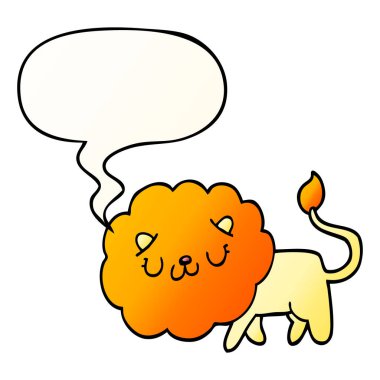 karikatür aslan ve konuşma balonu pürüzsüz degrade tarzında