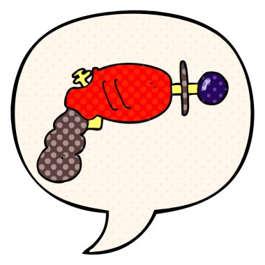 çizgi roman tarzında karikatür ışın silah ve konuşma balonu