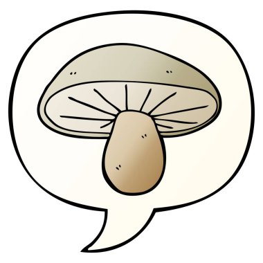 düzgün degrade tarzında karikatür mantar ve konuşma balonu