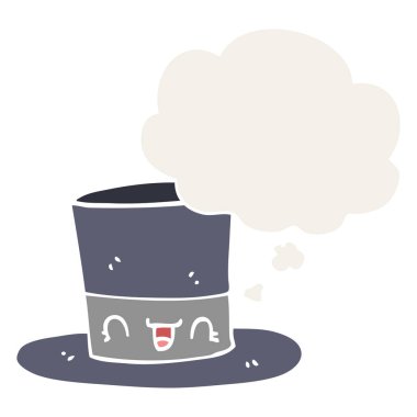 retro tarzında karikatür üst şapka ve düşünce balonu