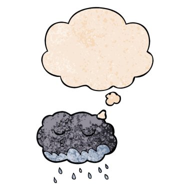 karikatür yağmur bulutu ve grunge doku desen düşünce balonu 