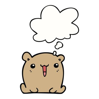 sevimli karikatür ayı ve düşünce balonu