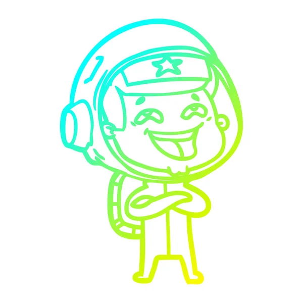 冷たいグラデーションライン描画漫画笑い宇宙飛行士 — ストックベクタ