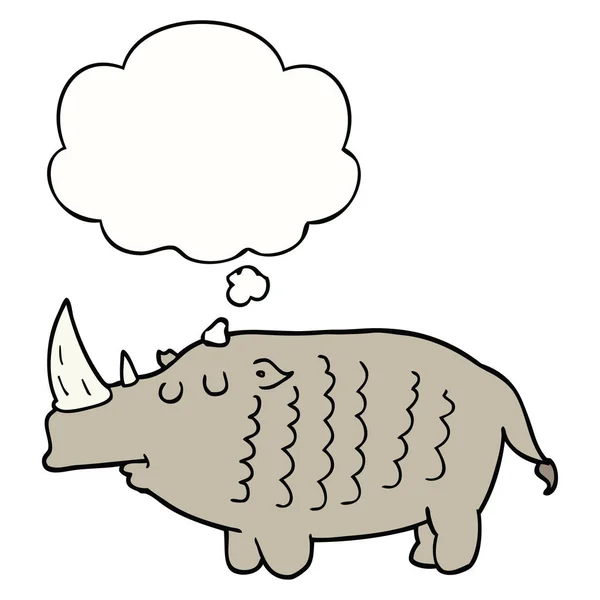 Karikatur Nashorn und Gedankenblase — Stockvektor