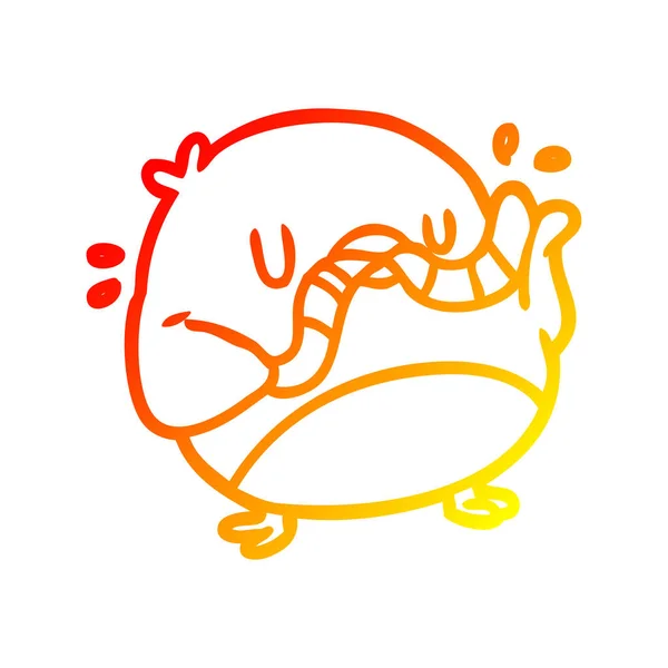Warme Gradientenlinie Zeichnung vogelfressender Wurm — Stockvektor