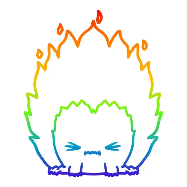 Arco-íris linha gradiente desenho cartoon fogo criatura —  Vetores de Stock