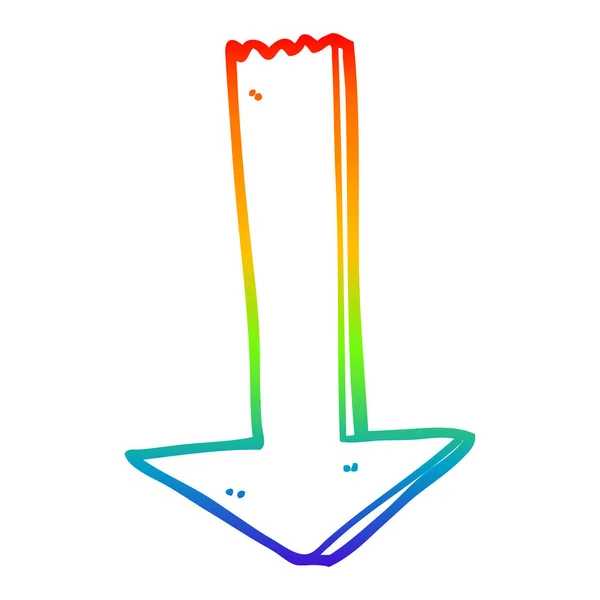 Rainbow gradient ligne dessin dessin dessin animé pointant flèche — Image vectorielle